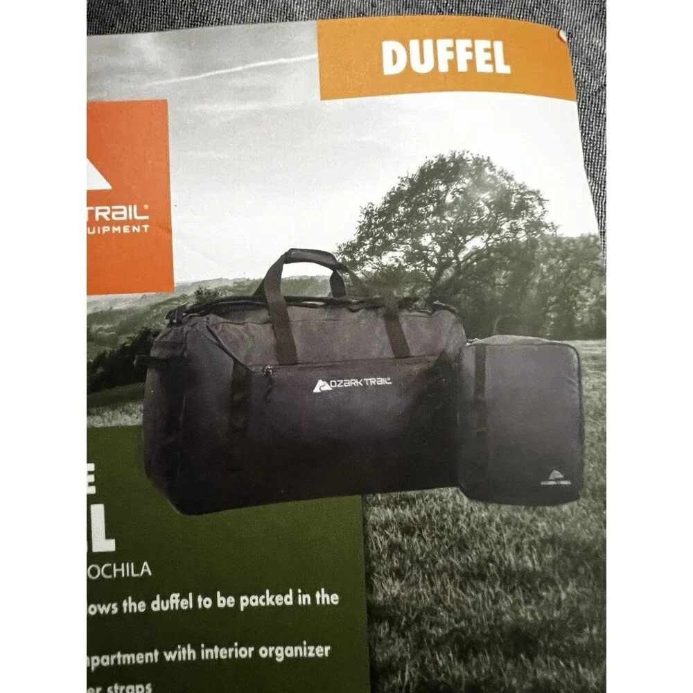 Ozark Trail Duffel Outdoor Equipment Duffel Backpack Black  xl 90L new bag huge